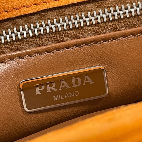 Prada Orange Suede Lock Flap Chain Shoulder Bag (141155) - Picture 11 of 14